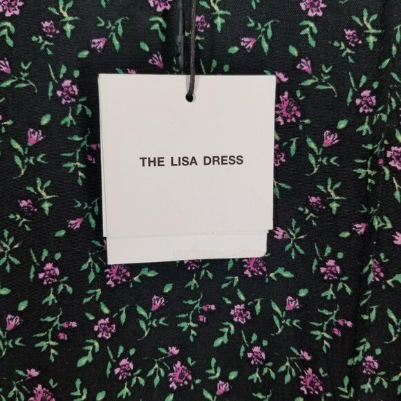 Zara Dress Womens M The Lisa‎ Floral Short Sleeve High Neck Swing Trapeze Black - Picture 7 of 13